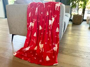 Crvena božicna deka od mikropliša CHRISTMAS Dimenzije: 160 x 200 cm