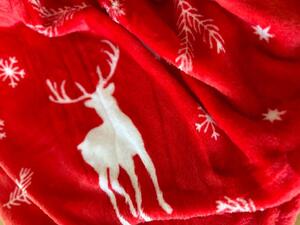 Crvena božicna deka od mikropliša CHRISTMAS Dimenzije: 200 x 220 cm
