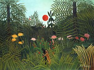 Reprodukcija Setting Sun in the Virgin Forest (Tropical Rainforest Landscape) - Henri Rousseau, (40 x 30 cm)