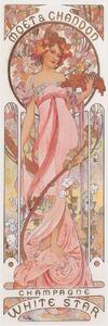 Reprodukcija umjetnosti Moët & Chandon White Star Champagne (Beautiful Art Nouveau Lady, Advertisement) - Alfons / Alphonse Mucha, (20 x 60 cm)