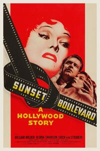 Reprodukcija umjetnosti Sunset Boulevard (Vintage Cinema / Retro Movie Theatre Poster / Iconic Film Advert), (26.7 x 40 cm)