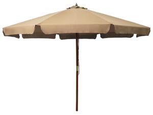 Vrtni suncobran s drvenom šipkom 330 cm sivo-smeđi - Tupe / N/A