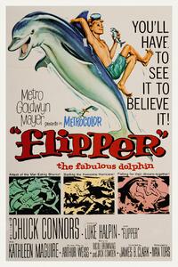 Reprodukcija Flipper, The Fabulous Dolphin (Vintage Cinema / Retro Movie Theatre Poster / Iconic Film Advert), (26.7 x 40 cm)