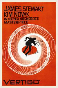 Reprodukcija umjetnosti Vertigo, Alfred Hitchcock (Vintage Cinema / Retro Movie Theatre Poster / Iconic Film Advert), (26.7 x 40 cm)