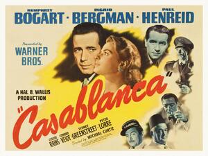 Reprodukcija umjetnosti Casablanca (Vintage Cinema / Retro Theatre Poster), (40 x 30 cm)