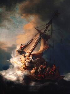 Reprodukcija umjetnosti The Storm on the Sea of Galilee (Vintage Boat) - Rembrandt, (30 x 40 cm)