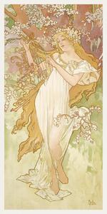 Reprodukcija umjetnosti The Seasons: Spring (Art Nouveau Portrait) - Alphonse Mucha, (20 x 40 cm)
