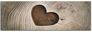Slika na platnu - Srce na drvenoj pozadini - panorama 5207A (105x35 cm)