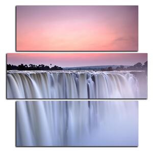 Slika na platnu - Vodopad obojen zalaskom sunca - kvadrat 3227D (75x75 cm)
