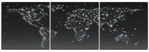 Slika na platnu - Svjetleća karta svijeta - panorama 5213QB (90x30 cm)
