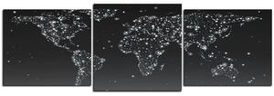 Slika na platnu - Svjetleća karta svijeta - panorama 5213QD (90x30 cm)