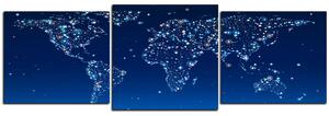 Slika na platnu - Svjetleća karta svijeta - panorama 5213D (150x50 cm)