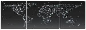 Slika na platnu - Svjetleća karta svijeta - panorama 5213QC (90x30 cm)