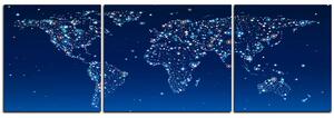 Slika na platnu - Svjetleća karta svijeta - panorama 5213C (90x30 cm)