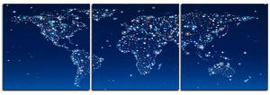 Slika na platnu - Svjetleća karta svijeta - panorama 5213B (150x50 cm)