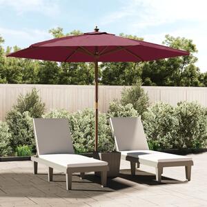 Vrtni suncobran s drvenim stupom bordo 299x240 cm - Crvena / N/A