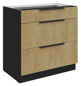 Zondo.hr Donji kuhinjski ormarić Carminia 80 D 3S BB PREMIUM BOX (hrast cremona + crna). 1127979