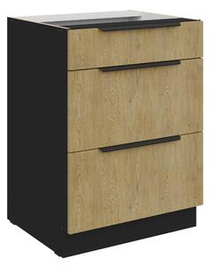 Zondo.hr Donji kuhinjski ormarić Carminia 60 D 3S BB PREMIUM BOX (hrast cremona + crna). 1127983