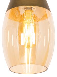 Moderna viseća lampa zlatna sa jantarnim staklom - Drop