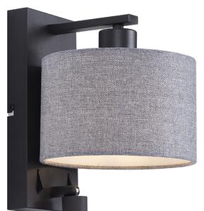 Moderna zidna lampa crna sa sivom okrugla i lampa za čitanje - Puglia