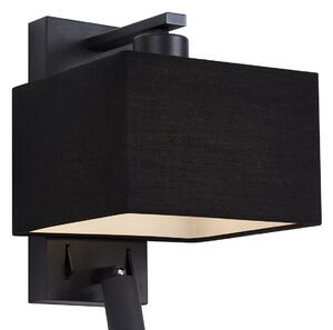 Moderna zidna lampa crni kvadrat s lampom za čitanje - Puglia