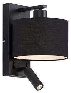 Moderna zidna lampa crna okrugla sa lampom za čitanje - Puglia
