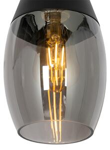 Moderna viseća lampa crna sa dimnim staklom - Drop