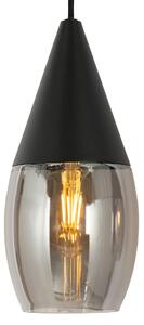 Moderna viseća lampa crna s dimnim staklom 4 svjetla - Drop