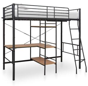 Krevet na kat sa stolićima u okviru sivi metalni 90 x 200 cm - Siva / 90 x 200 cm
