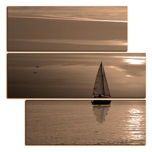 Slika na platnu - Brod u zalasku sunca - kvadrat 3247FD (75x75 cm)