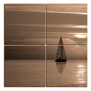 Slika na platnu - Brod u zalasku sunca - kvadrat 3247FE (60x60 cm)