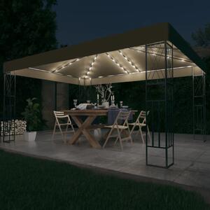 Sjenica s LED svjetlosnim trakama 3 x 4 m smeđe-siva od tkanine - Tupe / 3 x 4 m