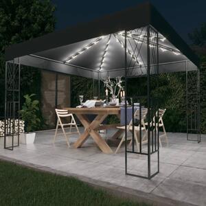 Sjenica s LED svjetlosnim trakama 3 x 3 m antracit od tkanine - Antracitno siva / 3 x 3 m