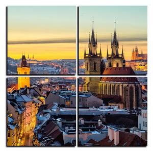 Slika na platnu - Panoramski pogled na stari Prag - kvadrat 3256E (60x60 cm)