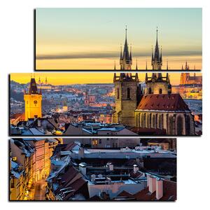 Slika na platnu - Panoramski pogled na stari Prag - kvadrat 3256D (75x75 cm)