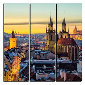 Slika na platnu - Panoramski pogled na stari Prag - kvadrat 3256B (75x75 cm)