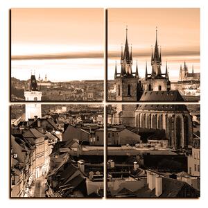 Slika na platnu - Panoramski pogled na stari Prag - kvadrat 3256FE (60x60 cm)