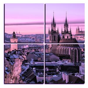 Slika na platnu - Panoramski pogled na stari Prag - kvadrat 3256VE (60x60 cm)