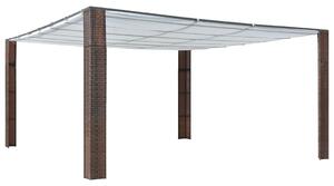 Sjenica s krovom od poliratana 400 x 400 x 200 cm smeđa i krem - Smeđa / 400 x 400 x 200 cm