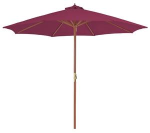Vrtni suncobran s drvenom šipkom 300 cm bordo - Crvena / N/A