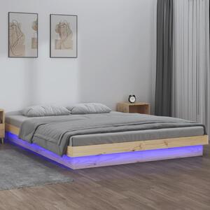 LED okvir kreveta 120 x 190 cm mali bračni od masivnog drva - Smeđa / 120 x 190 cm