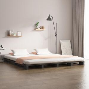 Krevet od paleta sivi 120x190 cm od masivne borovine bračni - Siva / 120 x 190 cm