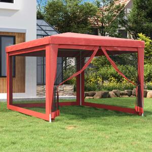 Šator za zabave s 4 mrežasta bočna zida crveni 3 x 4 m HDPE - Crvena / 3 x 4 m