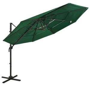 Vrtni suncobran s 4 razine i aluminijskim stupom 3 x 3 m zeleni - Zelena / N/A