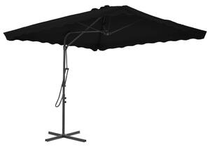 Vrtni suncobran s čeličnim stupom crni 250 x 250 x 230 cm - Crna / N/A