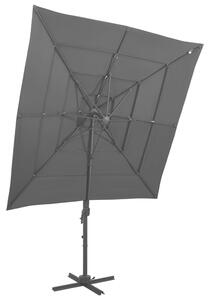 Vrtni suncobran s 4 razine i stupom 250 x 250 cm antracit - Antracitno siva / N/A