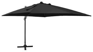 Konzolni vrtni suncobran sa stupom i LED svjetlima 300 cm crni - Crna / N/A