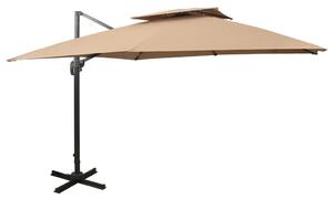 Konzolni vrtni suncobran s dvostrukim vrhom 300x300 cm taupe - Tupe / 300 x 300 cm