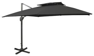 Konzolni vrtni suncobran s dvostrukim vrhom 300 x 300 cm crni - Crna / 300 x 300 cm