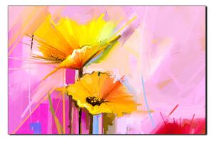 Slika na platnu - Apstraktna slika, reprodukcija proljetnog cvijeća 1269A (90x60 cm )
